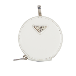 Prada Mini Round Pouch, Leather, White, 275, B, 3*